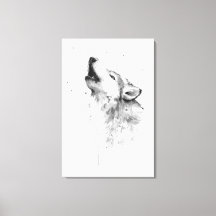 Lobo Gris Aullador en Estilo de Pintura Acuarela
