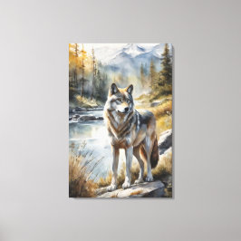 Lienzo Lobo Impresionante en algún lugar de la Hermosa Na