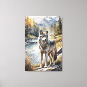 Lienzo Lobo Impresionante en algún lugar de la Hermosa Na