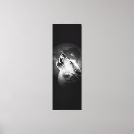 Lienzo Lobo negro y blanco de la luna