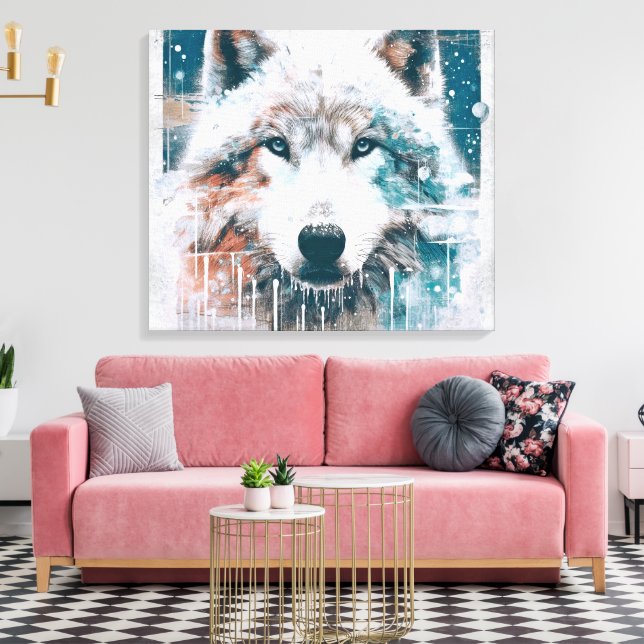 Lienzo Lobo Polar 3D (Insitu (Sala de estar))