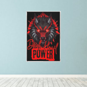 Lienzo Lobo rojo estilizado Energía de Howl oscuro