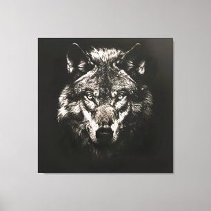 Lienzo Lobo salvaje majestuoso monocromo