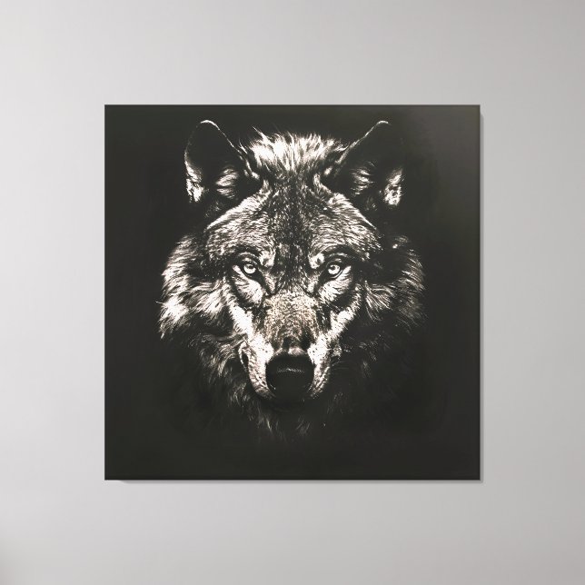 Lienzo Lobo salvaje majestuoso monocromo (Anverso)