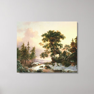 Lienzo Lobos en un paisaje del invierno (aceite en el