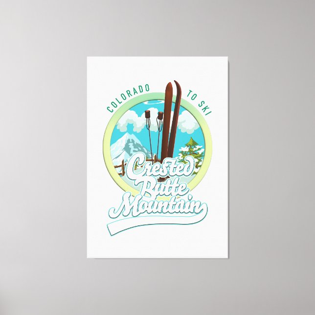 Lienzo Logo de Crested Butte Mountain Colorado Ski (Anverso)
