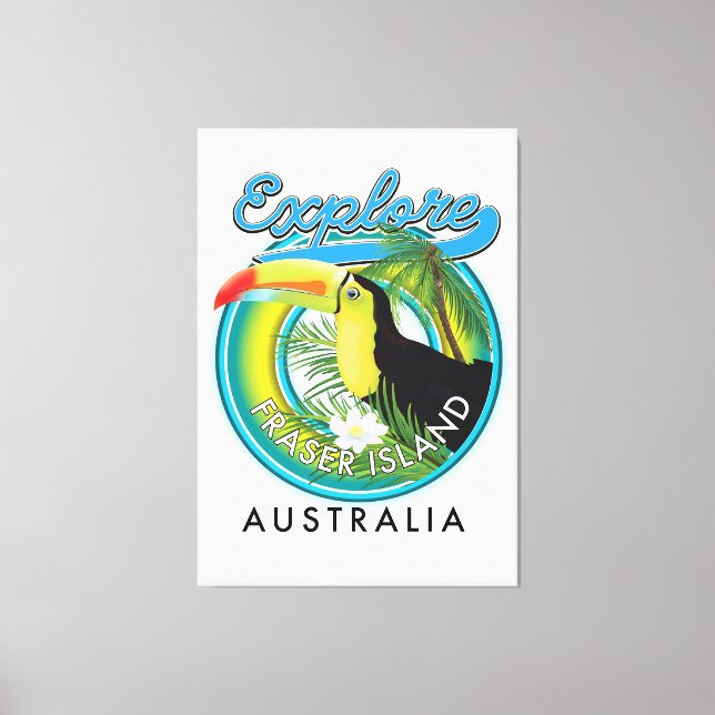 Lienzo Logo de exploración de la isla Fraser Australia (Anverso)