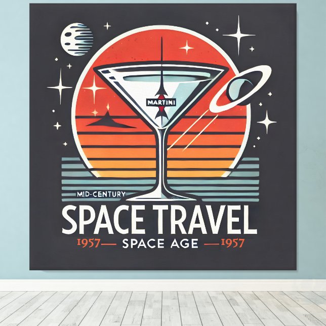 Lienzo Logo de la era espacial Martini Space Travel 1957 (Insitu (piso de madera))