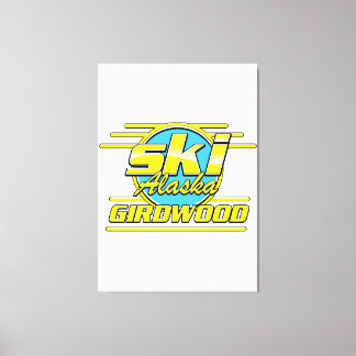 Lienzo Logo de la estación de esquí de Girdwood Alaska 80
