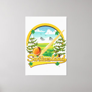 Lienzo Logo de viaje retro de Suiza