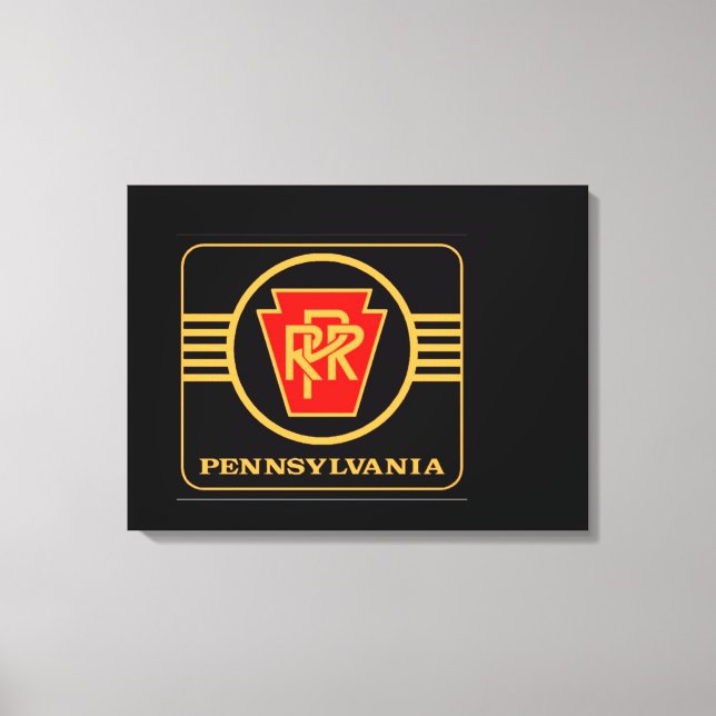 Lienzo Logo del Ferrocarril de Pensilvania, negro y oro