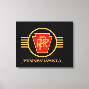 Lienzo Logo del Ferrocarril de Pensilvania, negro y oro