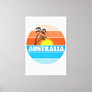 Lienzo Logo retro de la puesta de sol australiana de los