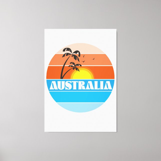 Lienzo Logo retro de la puesta de sol australiana de los  (Anverso)