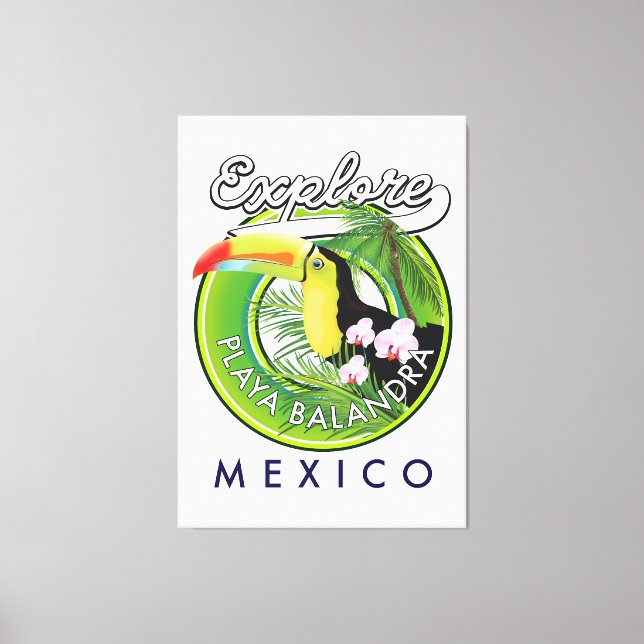 Lienzo Logo retro de Playa Balandra México (Anverso)