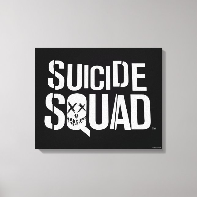 Lienzo Logotipo blanco del pelotón el | del suicidio (Anverso)