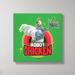 Lienzo Logotipo de carácter de pollo robot