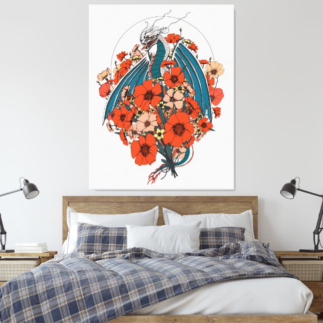 Lienzo Logotipo de Dragón Asiático (Insitu(Dormitorio))