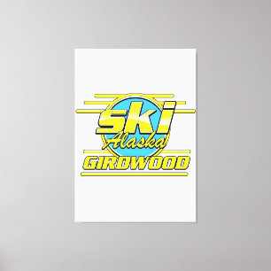 Lienzo logotipo de esquí de Girdwood Alaska años 80