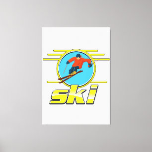 Lienzo Logotipo de esquí retro de los 90