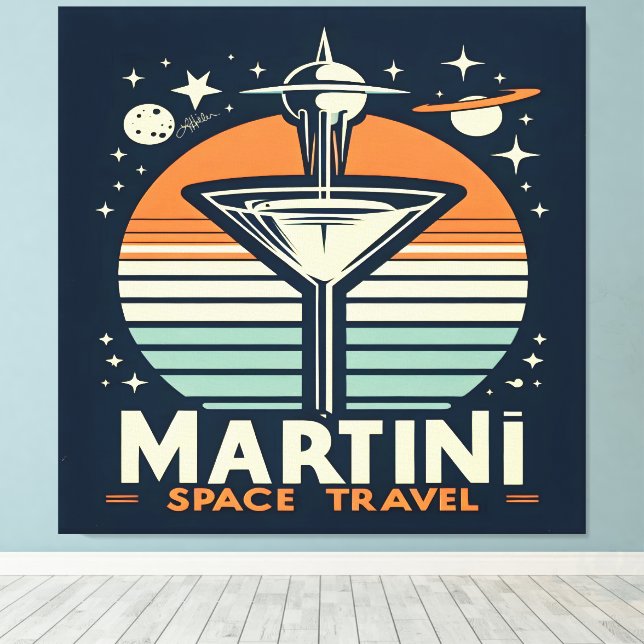 Lienzo Logotipo de martini Space Travel Lift Off (Insitu (piso de madera))