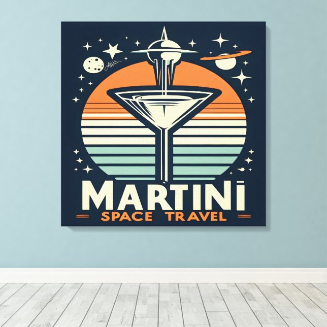 Lienzo Logotipo de martini Space Travel Lift Off (Insitu (piso de madera))