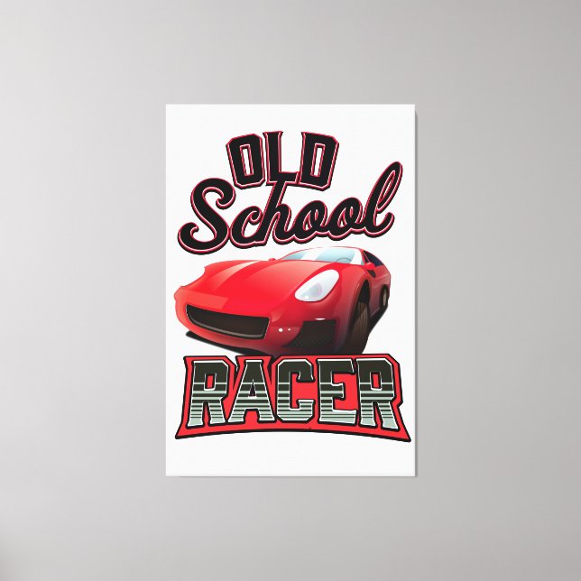 Lienzo Logotipo de Racer de la vieja escuela (Anverso)