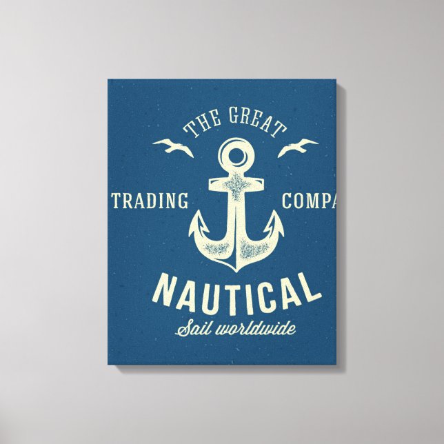 Lienzo Logotipo de retro náutico (Anverso)