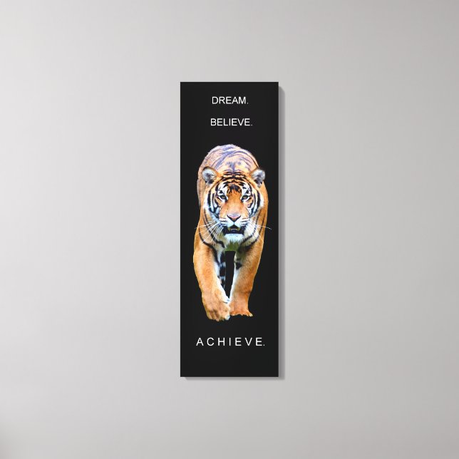 Lienzo logro de tigre cita motivación inspiradora (Anverso)