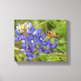 Lienzo Lona de la foto del Bluebonnet y de la abeja