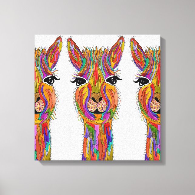 Lienzo Lona de Llama Adorable y Colorida - 20" x 20" (Anverso)
