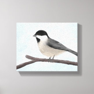 Lienzo Lona envuelta Chickadee Negro-capsulada acuarela