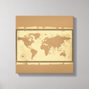 Lienzo Lona envuelta del mapa de Viejo Mundo