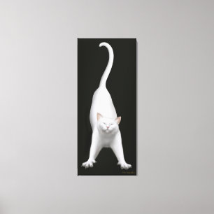 Lienzo Lona envuelta gato blanco que estira feliz