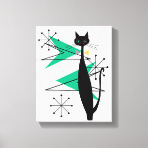 Lienzo Lona fresca del gato del MCM de la era atómica