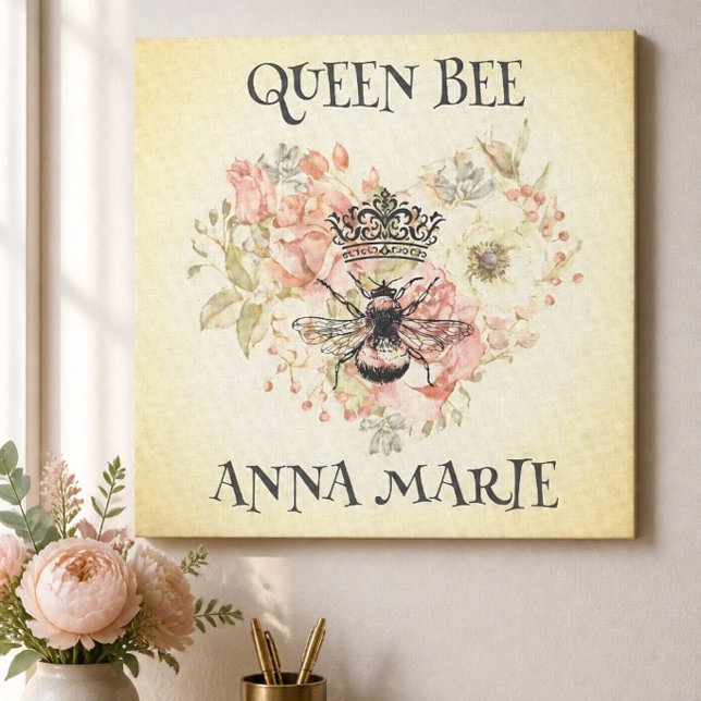 Lienzo Lona Impresa Personalizada Shabby Chic Crown Bee (Subido por el creador)