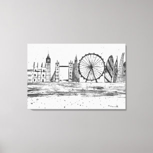Lienzo Londres Inglaterra Art Bridge Skyline Vintage