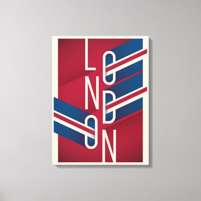 Lienzo Londres, Inglaterra | Tipografía retro ilustrada (Anverso)