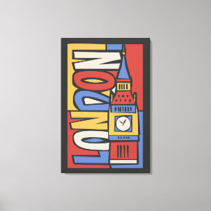 Lienzo Londres, Inglaterra   Vibrante Diseño De La Mano