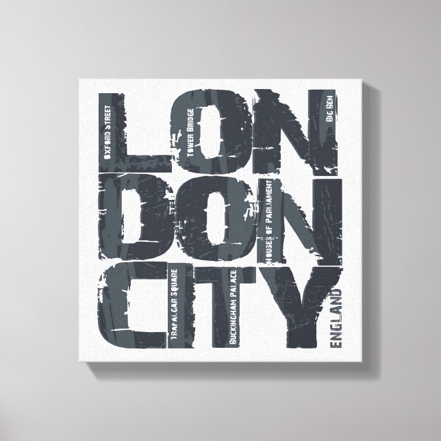 Lienzo Londres, Tipografía de Inglaterra (Anverso)