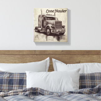 Lienzo "Lone Hauler - Negrita Carbón Bobtail Truck Art Pr