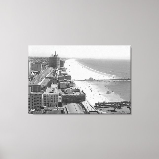 Lienzo Long Beach, California Coastline y Beach (Anverso)