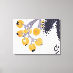 Lienzo Loquats y un saltamontes