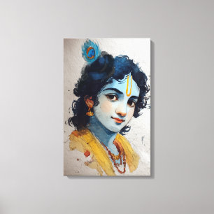 Lienzo Lord Krishna Retrato Canvas Wall Art