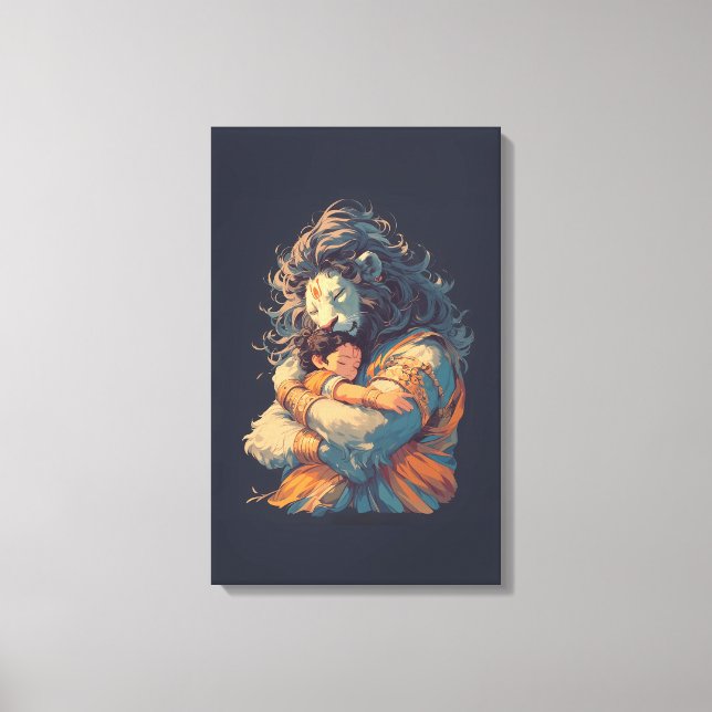 Lienzo Lord Narasimha Hugging Prahlada Canvas Wall Art (Anverso)
