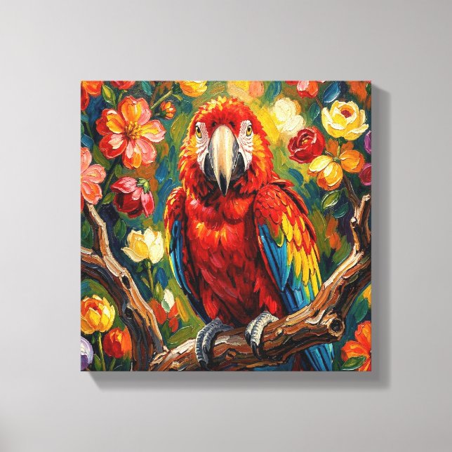 Lienzo Loro Guacamayo Pretty Impasto  (Anverso)