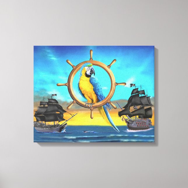 Lienzo Loro Pirata Guacamayo (Anverso)