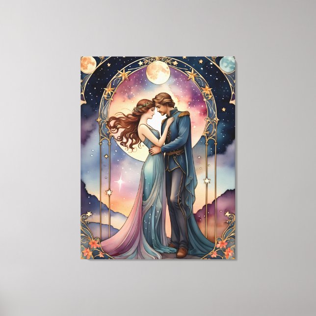 Lienzo los amantes de la pintura inspirada en los tarots (Anverso)