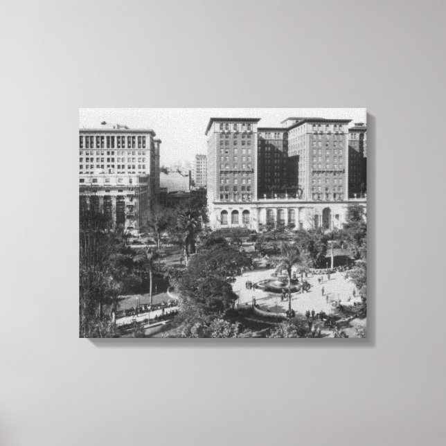 Lienzo Los Ángeles, CA Perishing Square y Biltmore (Anverso)