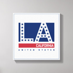 Lienzo Los Ángeles, California horizonte rojo, blanco y